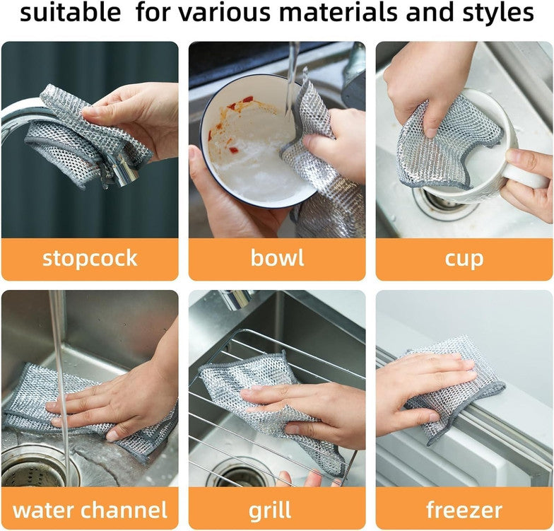 Steel Wire Dish Cloth – Heavy-Duty Scrubber for Tough Kitchen Cleaning
