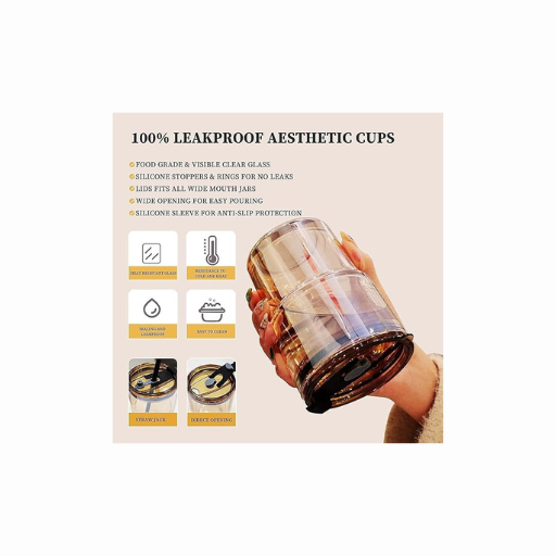 MELLORA™ Leather-Grip Coffee Tumbler with Glass Straw – 400ml