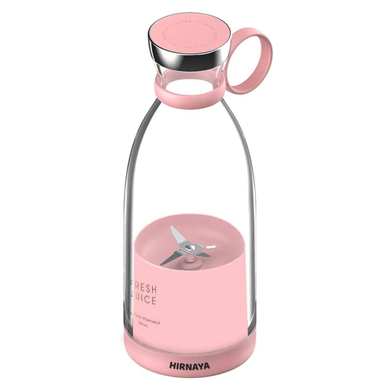 Portable Travel Juice Blender with Pink Base, 420ml Capacity, Fresh Fruit Smoothie Maker