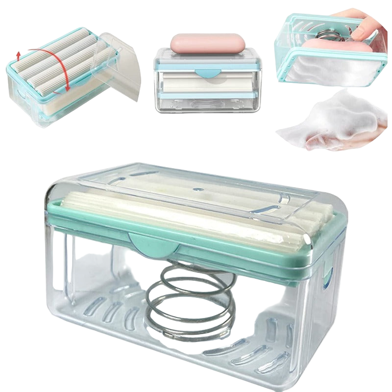 2-in-1 Portable Soap Dish & Dispenser: Roller, Drain Holes, Foaming